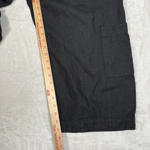 Bryn Walker 100% Linen Black Pants Women's Size XXS Wide Leg Crop Pockets - Picture 8 of 10
